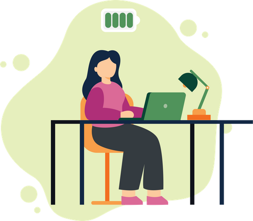 Businesswoman working hard  イラスト