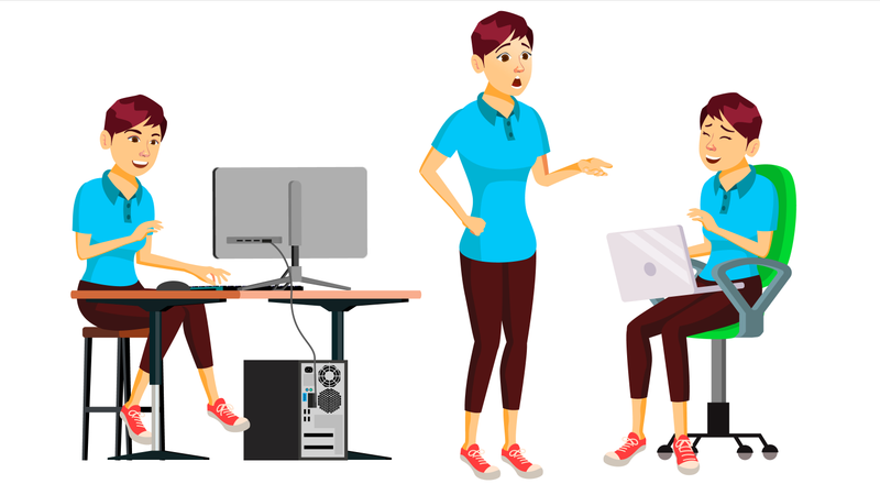 Businesswoman Working In Office  Illustration