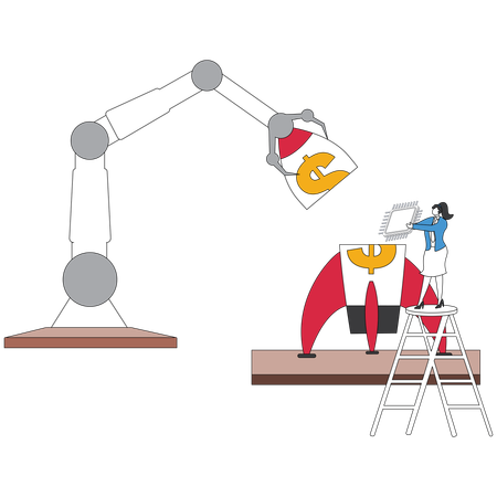 Businesswoman working on ai rocket  Illustration