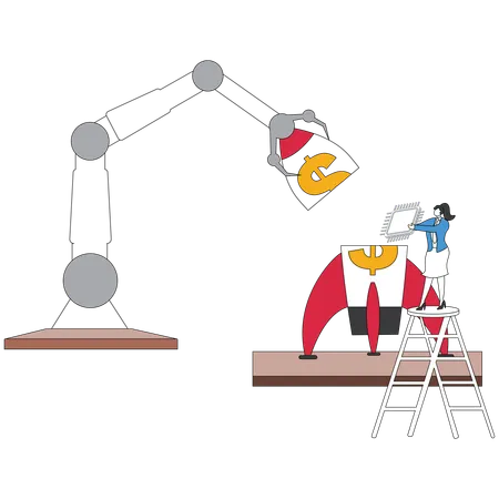Businesswoman working on ai rocket  Illustration