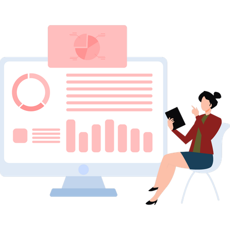 Businesswoman Working On Analysis Chart  Illustration