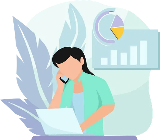 Businesswoman working on analysis  Illustration