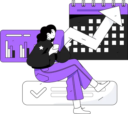 Businesswoman working on business analysis  Illustration