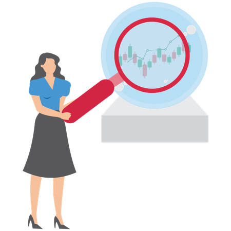 Businesswoman working on business analytics  Illustration