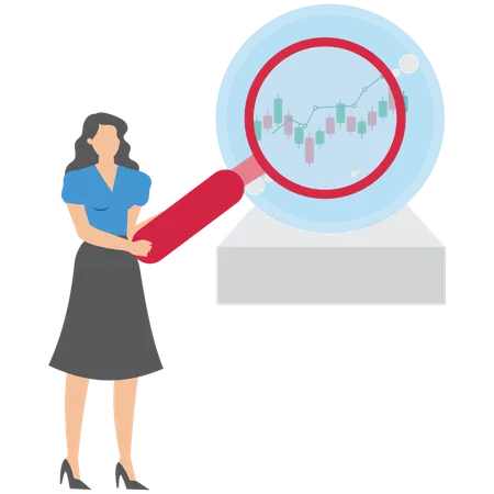 Businesswoman working on business analytics  Illustration