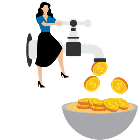 Businesswoman working on business cashflow  Illustration