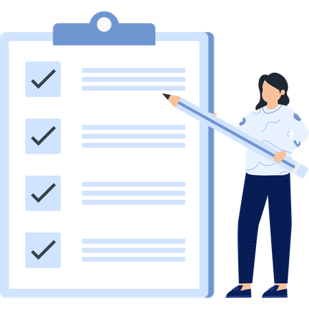 Businesswoman working on business checklist  Illustration