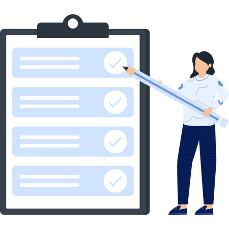 Businesswoman working on business checklist  Illustration