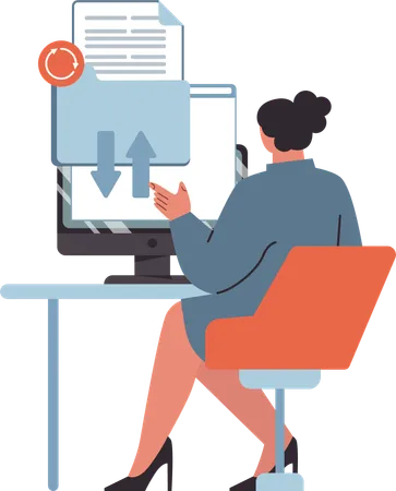 Businesswoman working on business data  Illustration