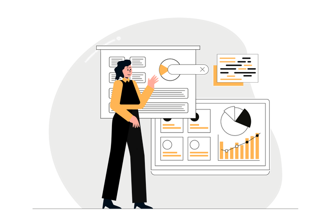 Businesswoman working on business Data  Illustration