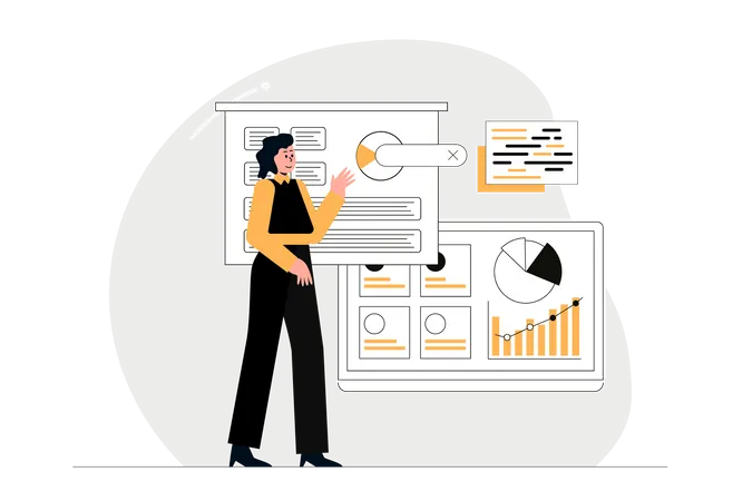 Businesswoman working on business Data  Illustration