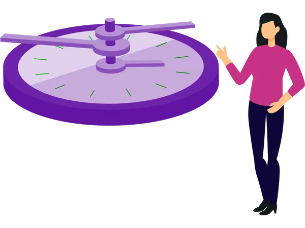 Businesswoman working on business deadline  Illustration