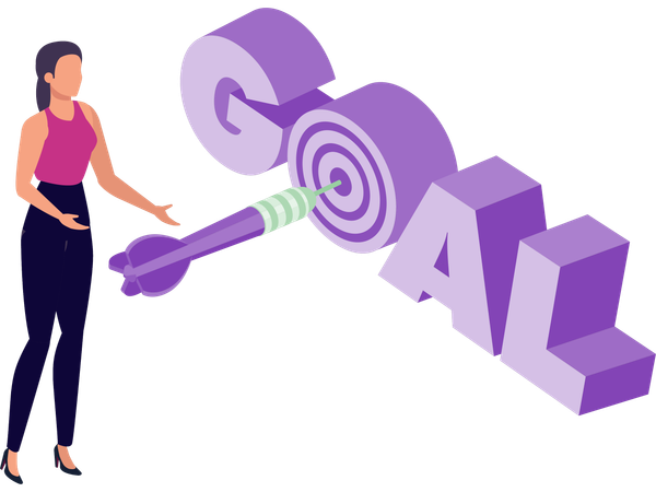 Businesswoman working on business goal  Illustration