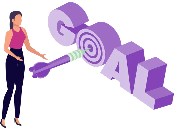 Businesswoman working on business goal  Illustration