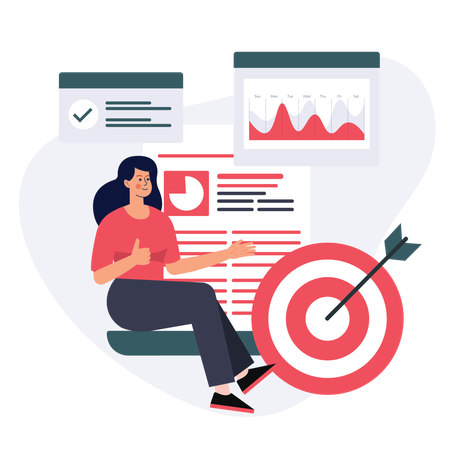Businesswoman working on business goals  Illustration