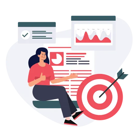 Businesswoman working on business goals  Illustration