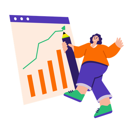 Businesswoman working on business growth  Illustration
