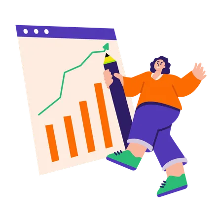 Businesswoman working on business growth  Illustration