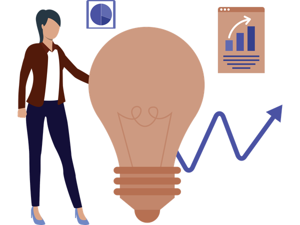 Businesswoman working on business idea  Illustration
