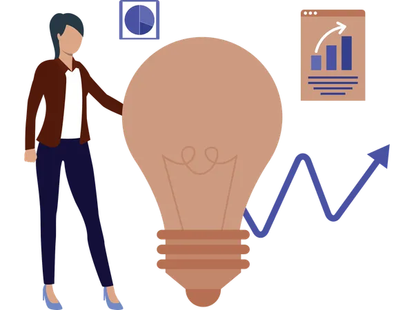 Businesswoman working on business idea  Illustration