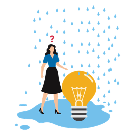 Businesswoman working on business idea  Illustration