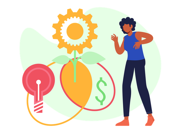 Businesswoman working on business Innovation and Growth  Illustration