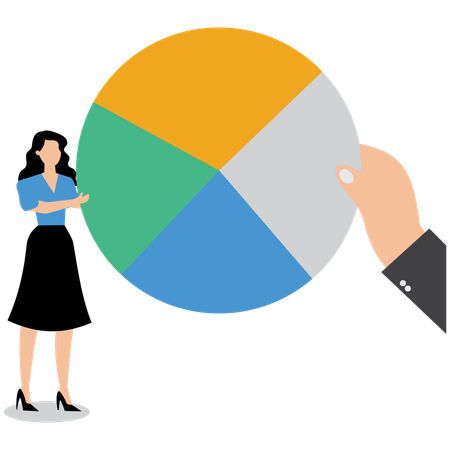 Businesswoman working on business pie chart  Illustration