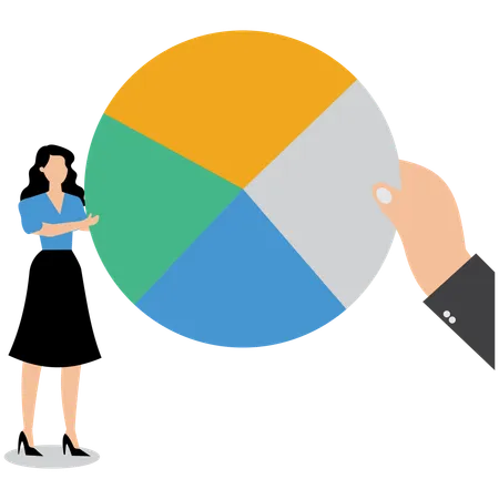 Businesswoman working on business pie chart  Illustration