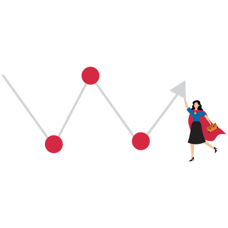 Businesswoman working on business profit scale  Illustration