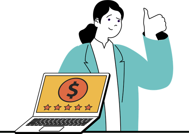 Businesswoman working on business rating  Illustration