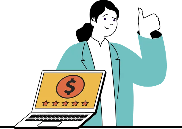 Businesswoman working on business rating  Illustration