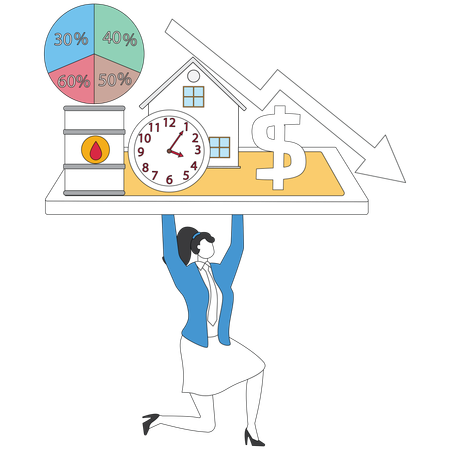 Businesswoman working on business strategy  Illustration