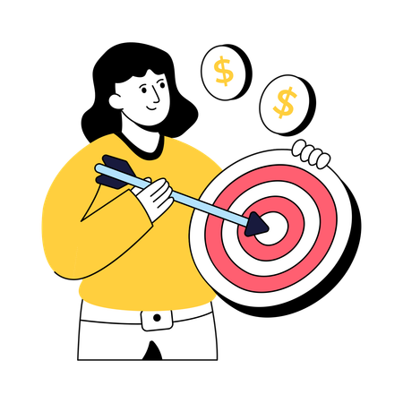 Businesswoman Working On Business Target  Illustration