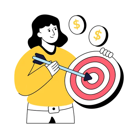 Businesswoman Working On Business Target  Illustration