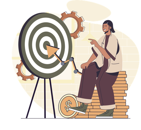 Businesswoman working on business target  Illustration
