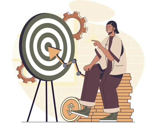 Businesswoman working on business target  Illustration