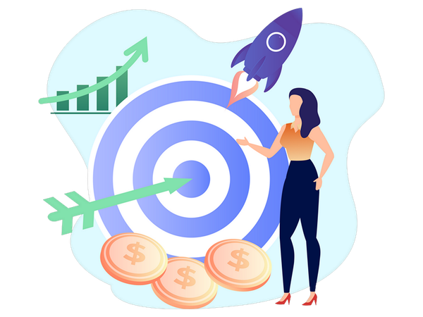 Businesswoman working on business target  Illustration