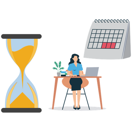 Businesswoman working on business time  Illustration