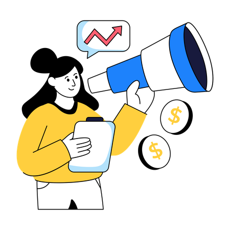 Businesswoman Working On Business Vision  Illustration