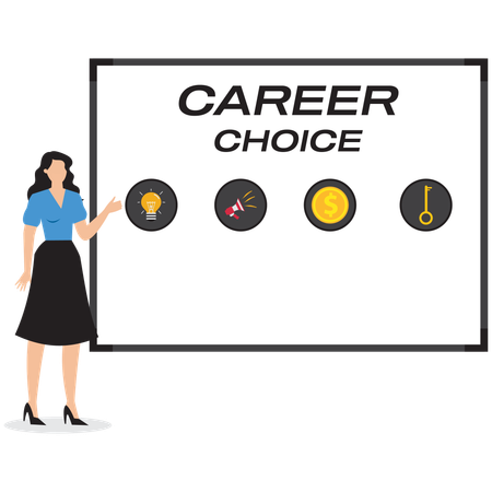 Businesswoman working on career choice  Illustration