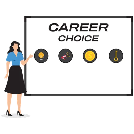 Businesswoman working on career choice  Illustration