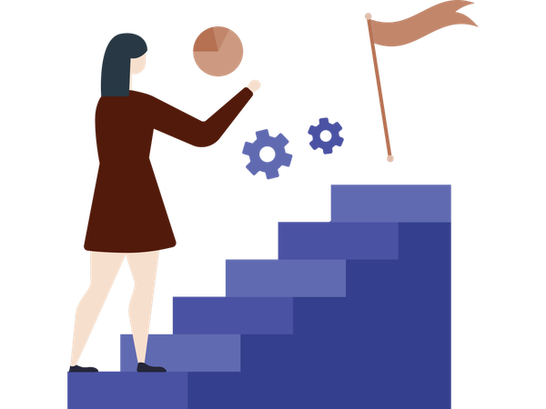 Businesswoman working on career growth  Illustration