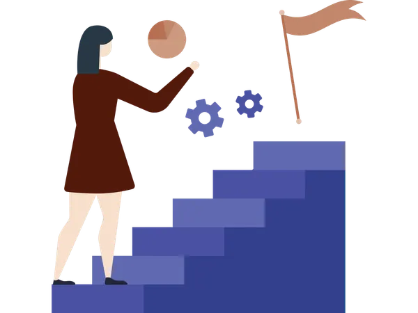 Businesswoman working on career growth  Illustration