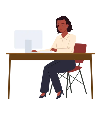 Businesswoman working on computer  Illustration