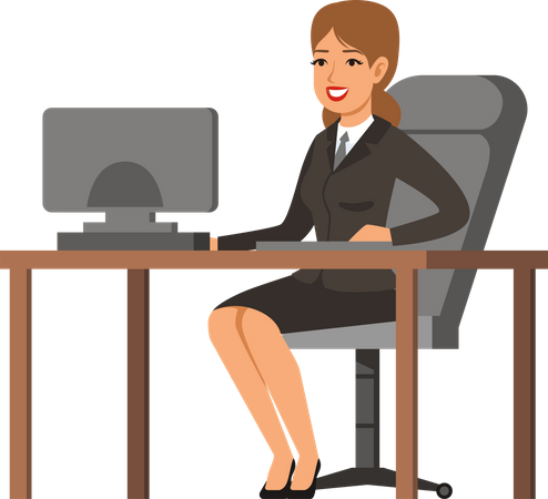 Businesswoman working on computer  Illustration