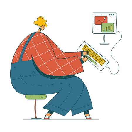 Businesswoman working on computer  Illustration