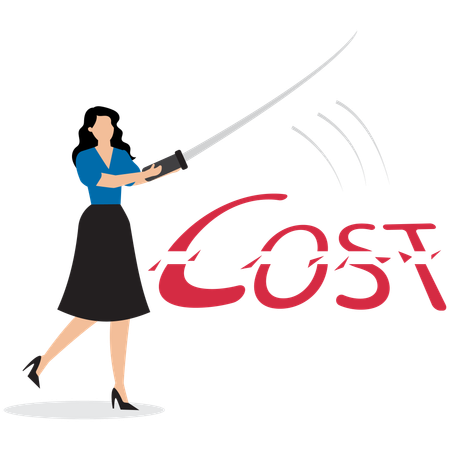 Businesswoman working on cost saving idea  Illustration