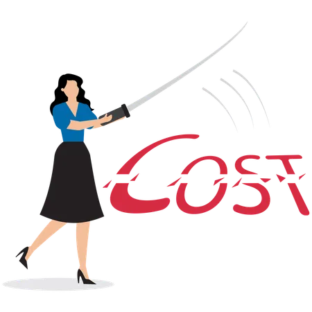 Businesswoman working on cost saving idea  Illustration