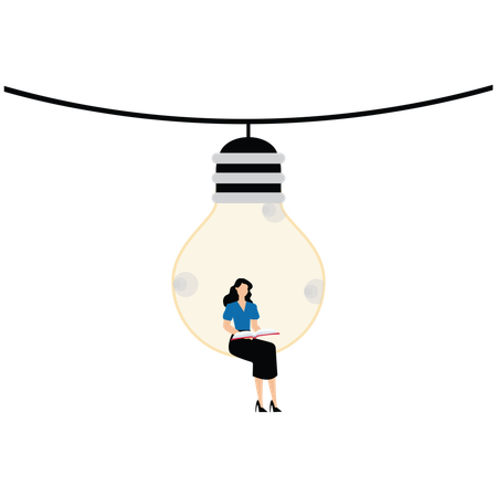 Businesswoman working on creative idea  Illustration