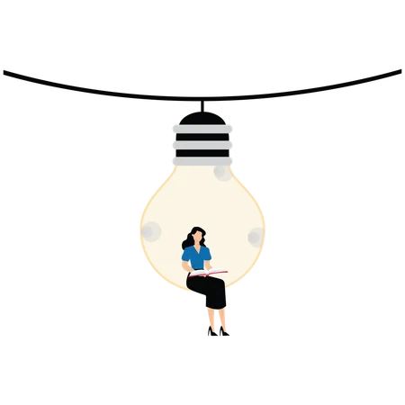 Businesswoman working on creative idea  Illustration